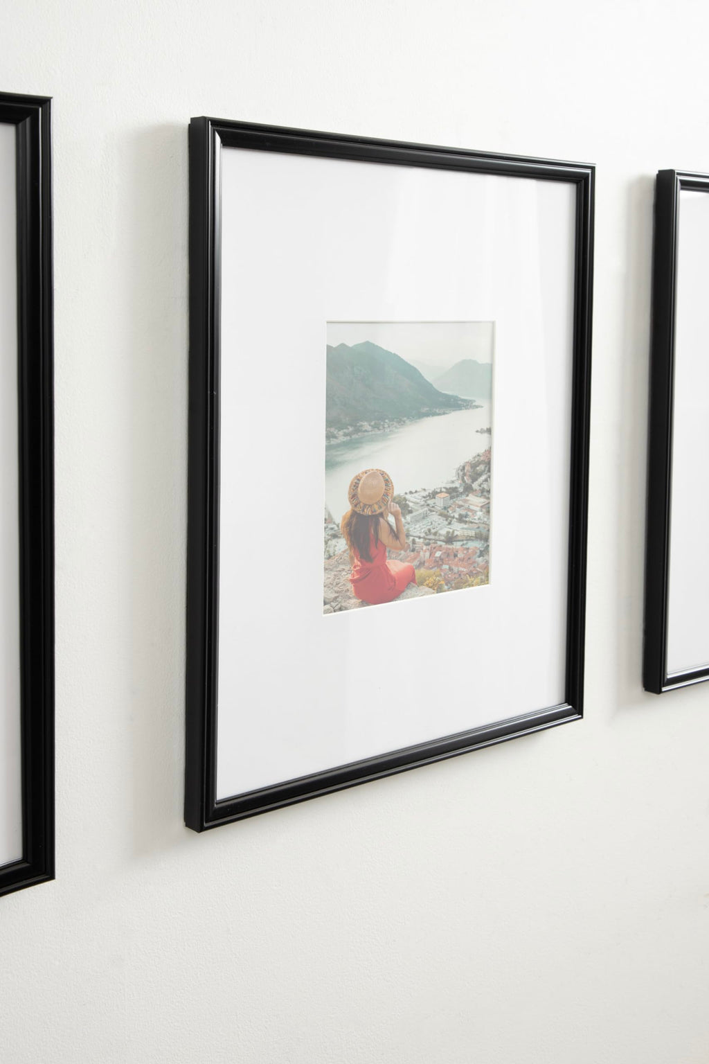 Kate And Laurel Adlynn Rectangle Picture Frame Set Of 3, 16 X 20 Matted To 8 X 10, Black, Modern Three-Piece Frame Set For Galle
