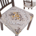 Searchi Stretch Dining Chair Seat Covers Set Of 4, Soft Removable Washable Seat Covers For Dining Chairs, Dining Room Seat Cover Slipcover Protector (Rear-Covered, Orange Brown Flower)