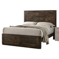 Benjara Transitional Style Queen Size Bed with Panel Design Headboard, Brown