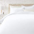 Amazon Basics Lightweight Microfiber 3-Piece Duvet Cover Set with Zipper Closure, Full/Queen, Pristine Snow, Bright White, Solid