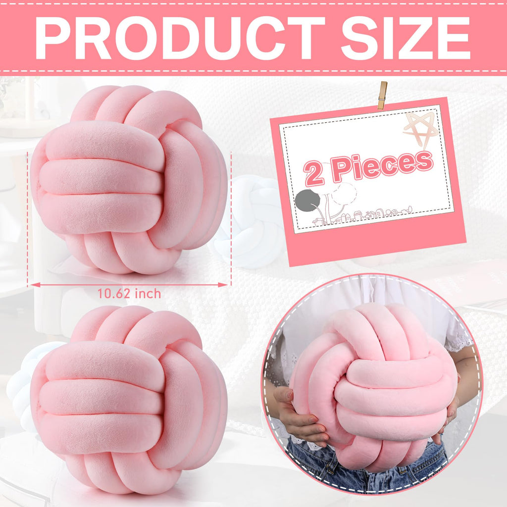 Namalu 2 Pieces Plush Knot Ball Pillows Decorative Round Throw Knotted Pillows Aesthetic Stuffed Pillows For Stress Relieving Be
