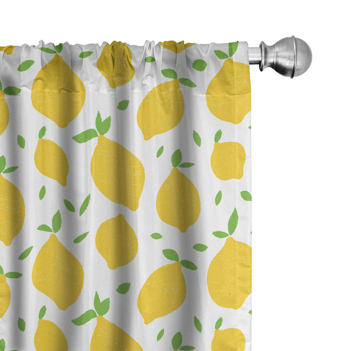 Ambesonne Lemons Window Curtains, Continuous Modern Summer Themed Tasty Citrus Fruits Illustration, Lightweight Decor 2-Panel Se