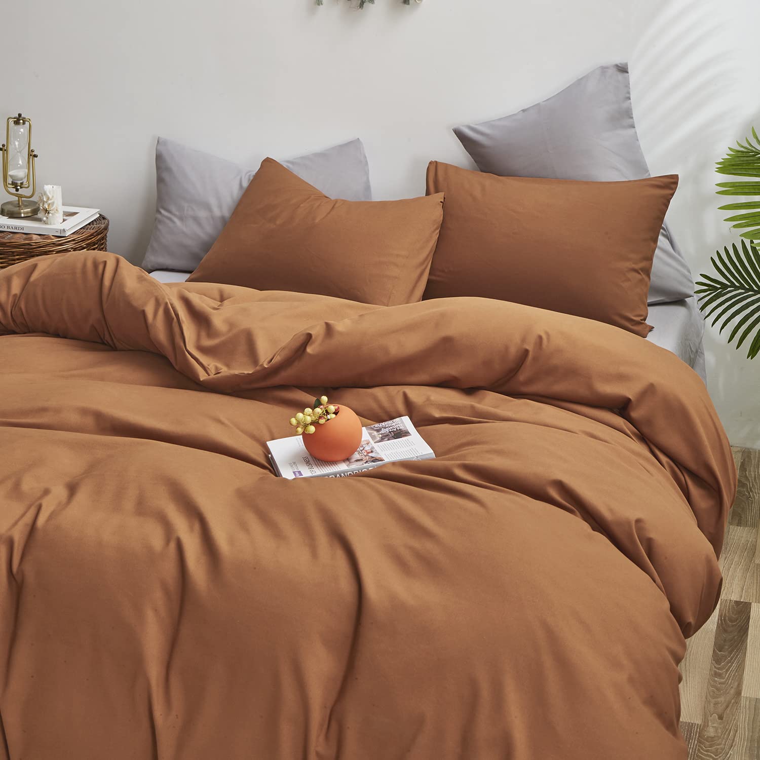 Karever Comforter Set, Pumpkin Color, Bedding Set For Women Girls, Full 3 Pcs, Breathable Soft Bedroom Collection