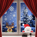 300 PCS 8 Sheet Christmas Snowflake Window Cling Stickers for Glass, Xmas Decals Decorations Holiday Snowflake Santa Claus Reind