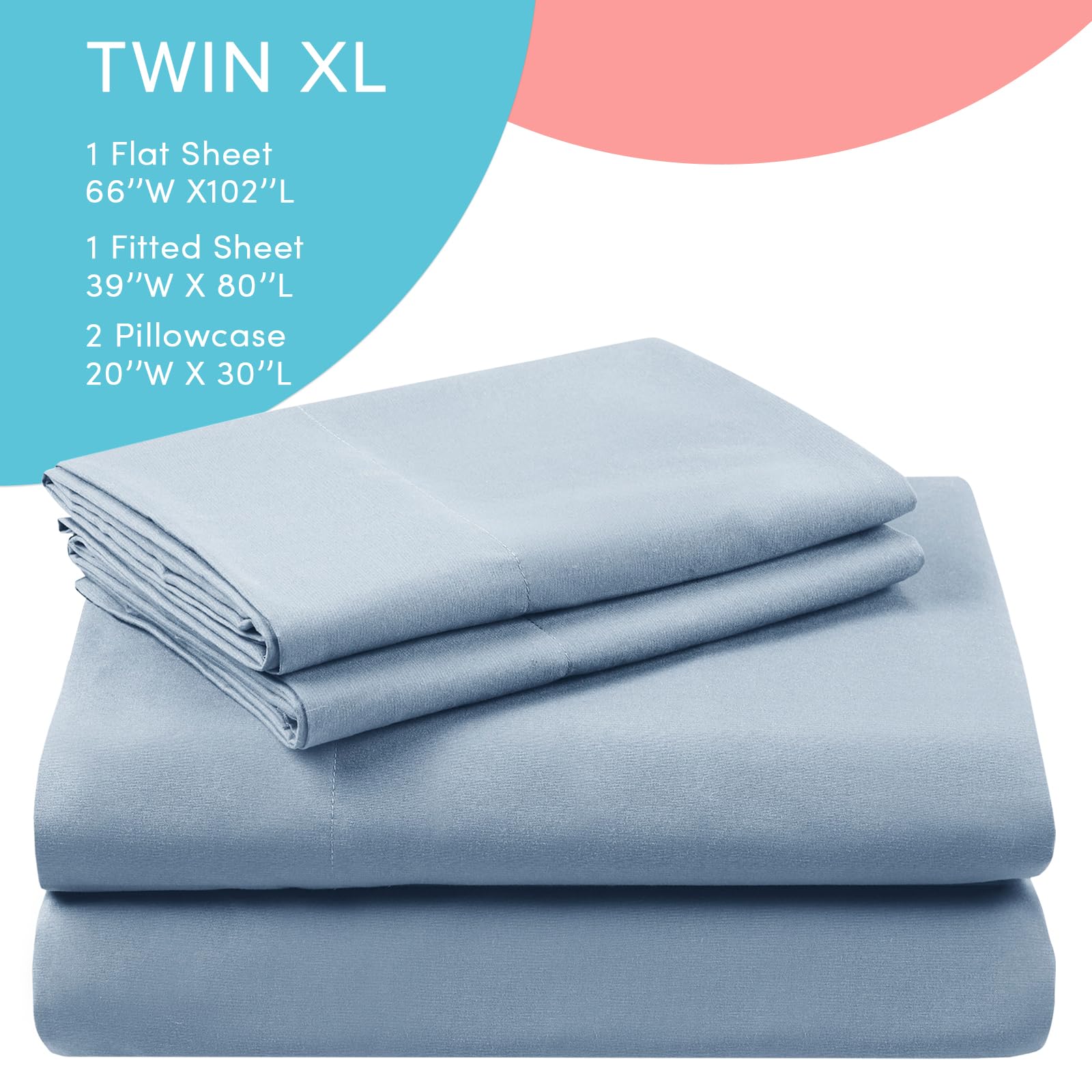 Comfort Spaces Coolmax Moisture Wicking Sheet Set Soft, Fade Resistant, All Elastic Deep Pocket Fits Up To 16' Mattress - Warm Weather Cooling Sheets For Night Sweats, Twin Xl, Blue, 3 Piece