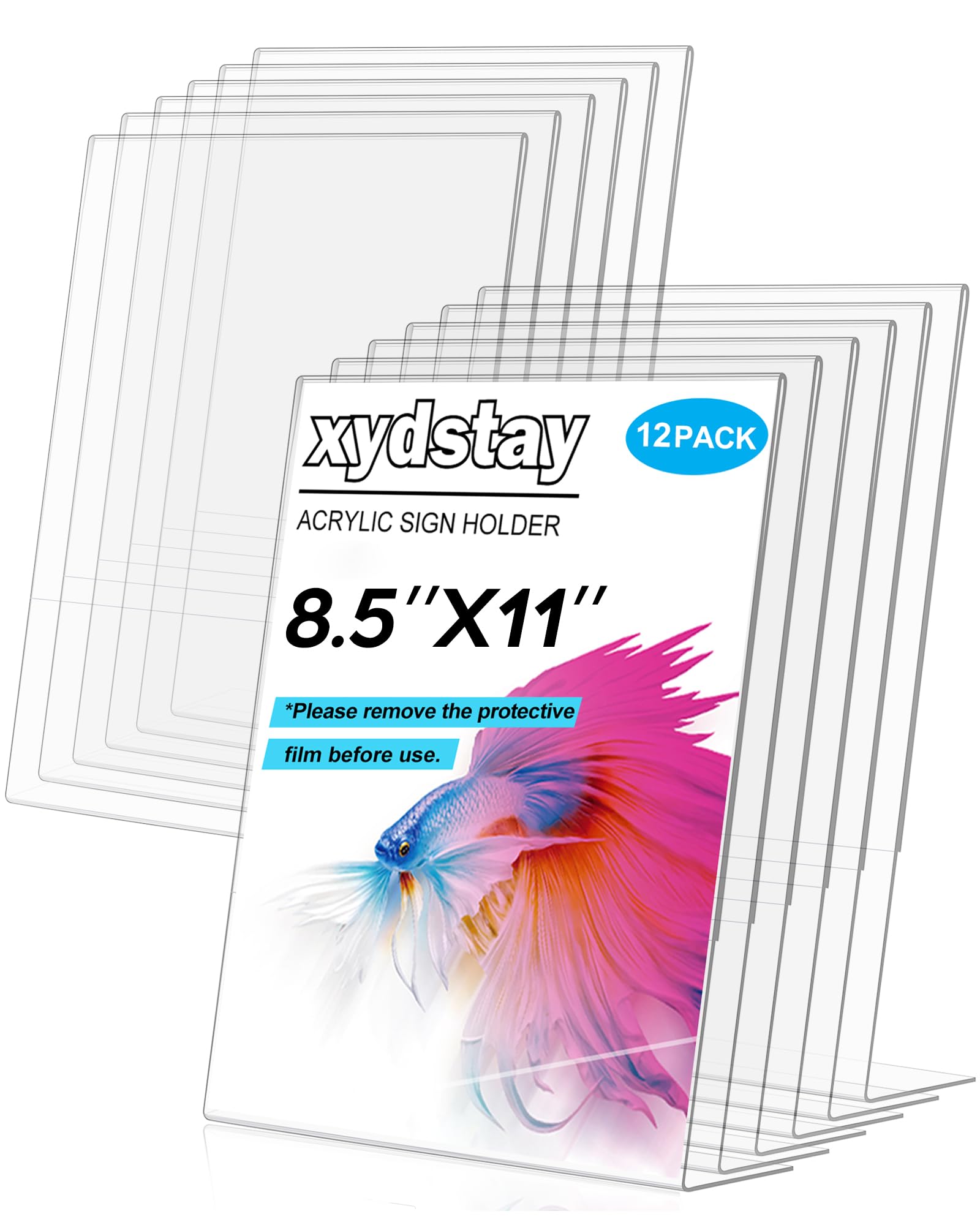 Xydstay 12Pack 8.5X11 Acrylic, L Shape Clear Plastic, Menu Holder, Unbreakable Table Sign Holder For Restaurant, Office, School,