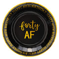 Crisky 40th Birthday Plates Black and Gold Dessert, Buffet, Cake, Lunch, Dinner Plates for 40th Birthday Decorations Party Suppl