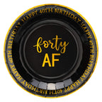 Crisky 40th Birthday Plates Black and Gold Dessert, Buffet, Cake, Lunch, Dinner Plates for 40th Birthday Decorations Party Suppl