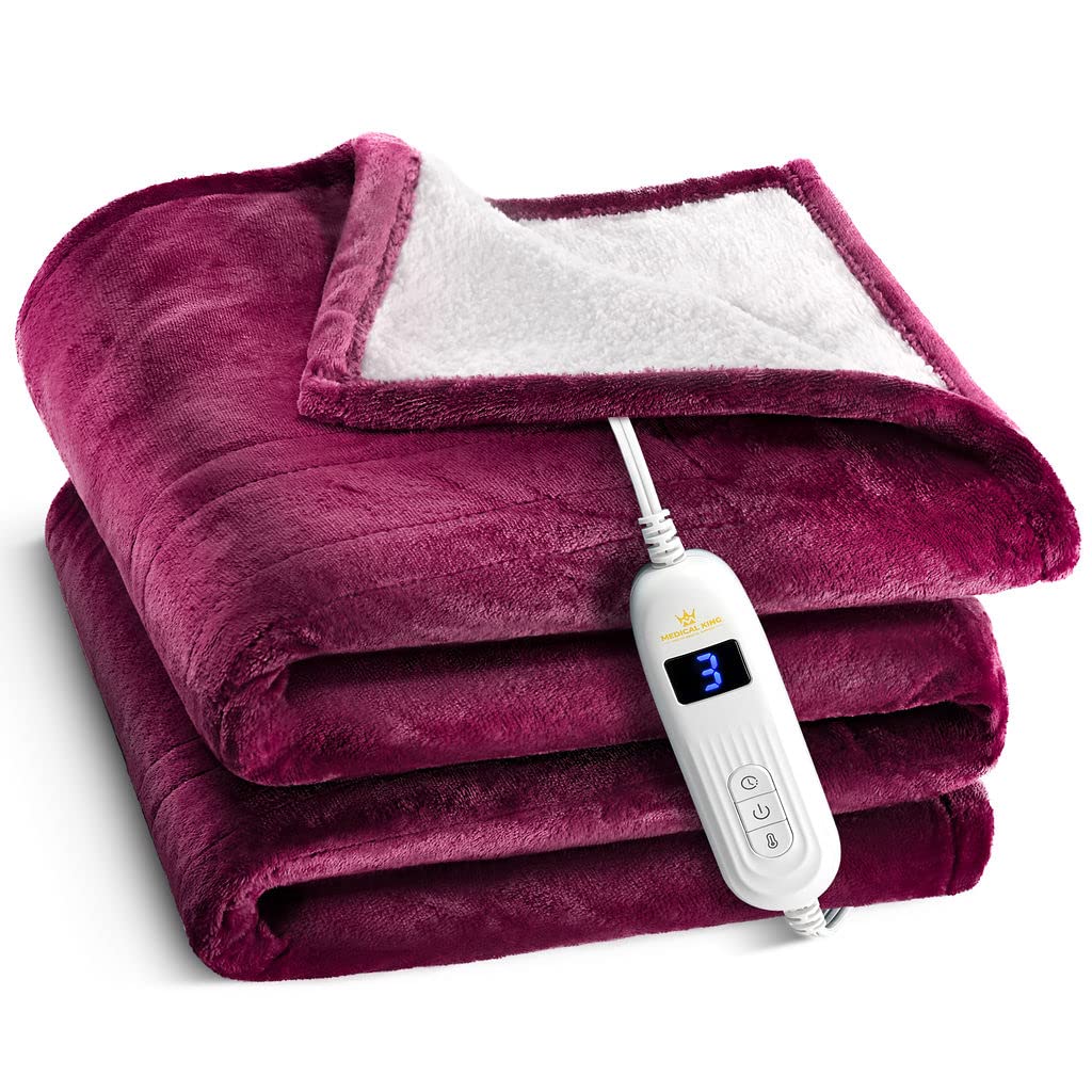 Medical King Heated Blanket, Machine Washable Extremely Soft & Comfortable Electric Blanket Throw Fast Heating With Hand Control