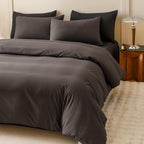 Clothknow Brown King Size Comforter Set 3Pcs Dark Brown Bedding Comforter Sets Mocha Coffee King Comforter Men Women Comforter All Season Lightweight Comforter King