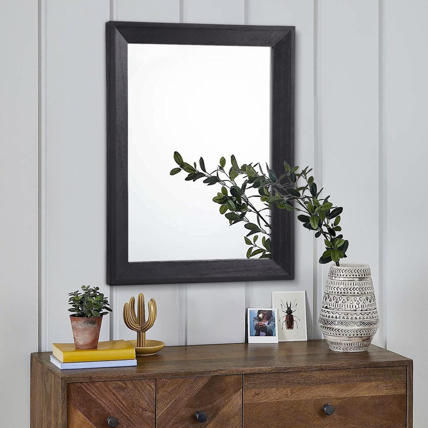 Aazzkang Black Mirrors For Wall Rectangle Wood Framed Mirror 20''X16'' Decorative Wall Mirror For Bedroom Bathroom Living Room