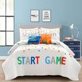 Lush Decor Video Games Reversible Oversized 5 Piece Quilt Set, Full/Queen, White