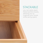 Navaris Bamboo Storage Boxes - Set Of 2 Wood Stackable Box Organizers For Bedroom, Kitchen, Bathroom, Living Room, Makeup, Jewel