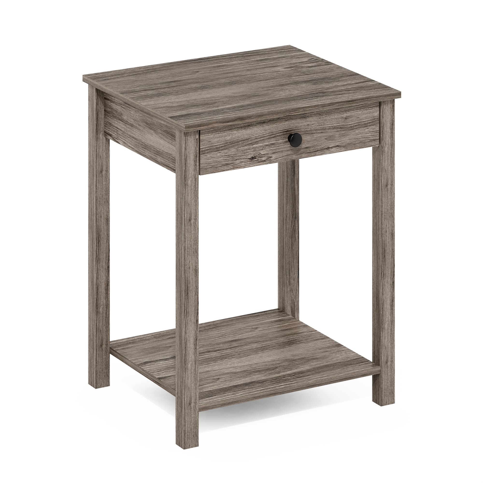 Furinno Classic Side Table With Drawer, 1 Pack, Rustic Oak