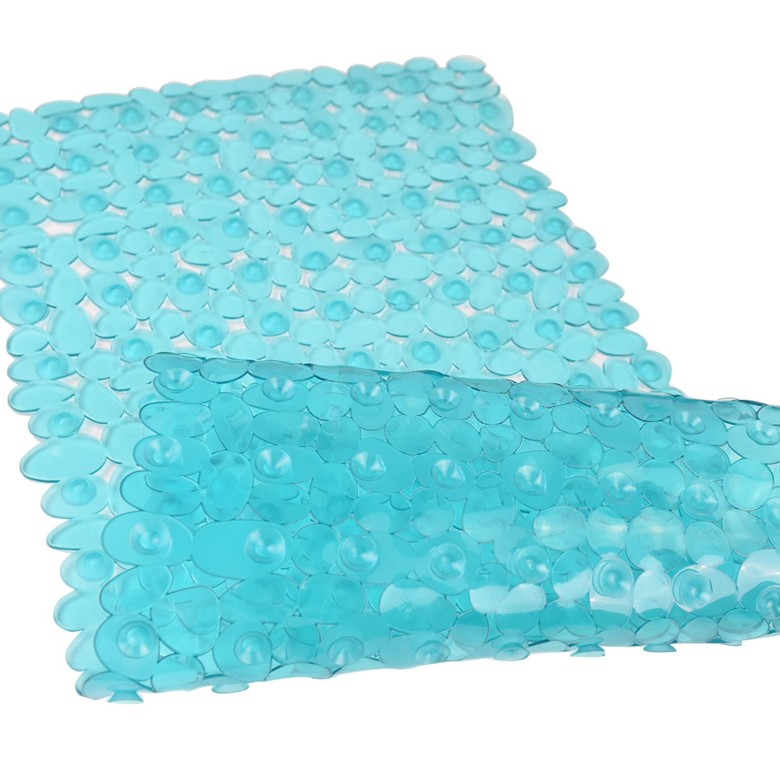 SONGZIMING Bathtub Mat Non Slip Pebble Bath Shower Mat with Drain Holes, Suction Cups Mat for Tub 16 W x 35 L, Clear Green