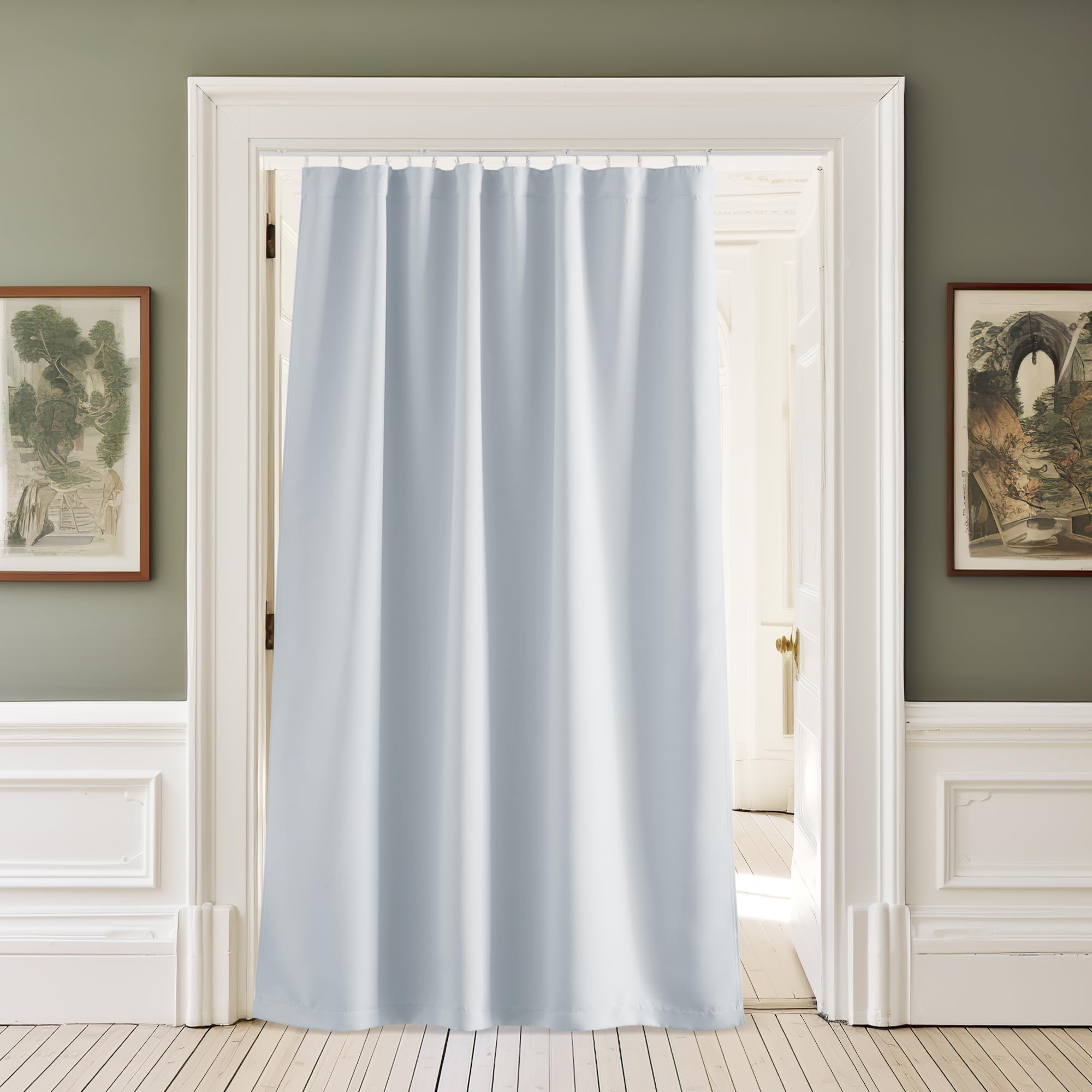 Nicetown Drapes With Adhesive Curtain Track For Door Tapestry, Greyish White, 5Ft Wide X 7Ft Long, Sound Noise Canceling Room Da