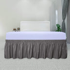 Purefit Wrap Around Ruffled Bed Skirt With Adjustable Elastic Belt - 18 Inch Drop Easy To Put On, Wrinkle Free Bedskirt Dust Ruffles, Bed Frame Cover For Twin,Twin Xl And Full Size Beds, Dark Gray