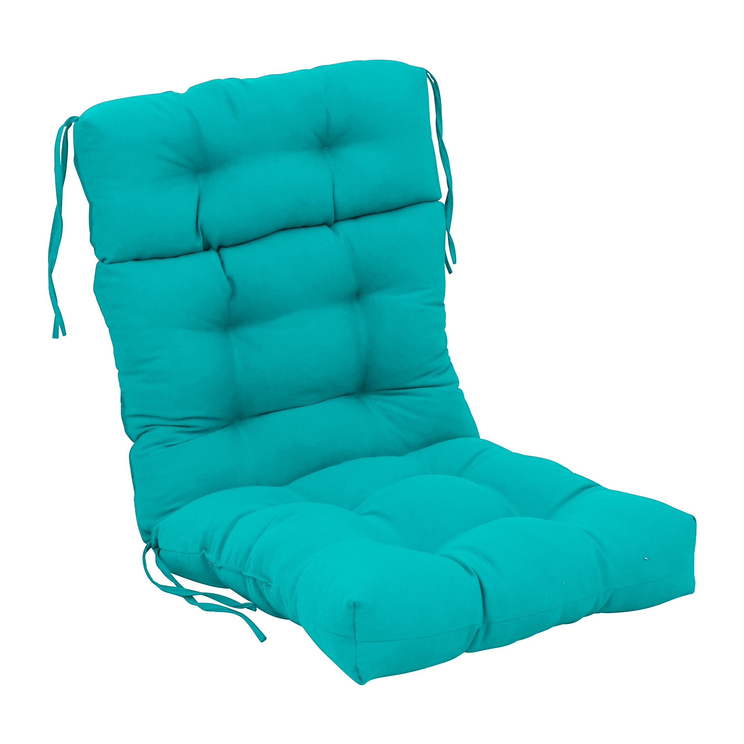 Blazing Needles 20 42-inch Twill Seat/Back Tufted Chair Cushion, 20 x 42, Aqua Blue