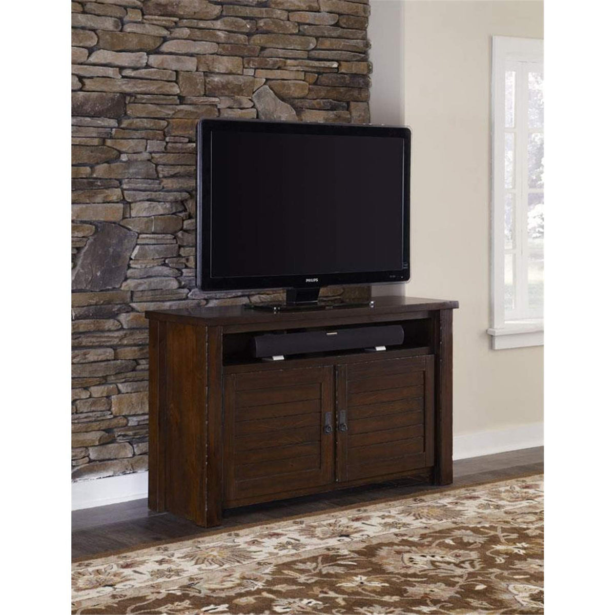 Progressive Furniture Trestlewood 54 Inch Tv Console, Brown