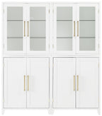 Crosley Furniture Roarke 2-Piece Glass Door China Hutch Kitchen Pantry Storage Cabinet Set, Dining Room, White