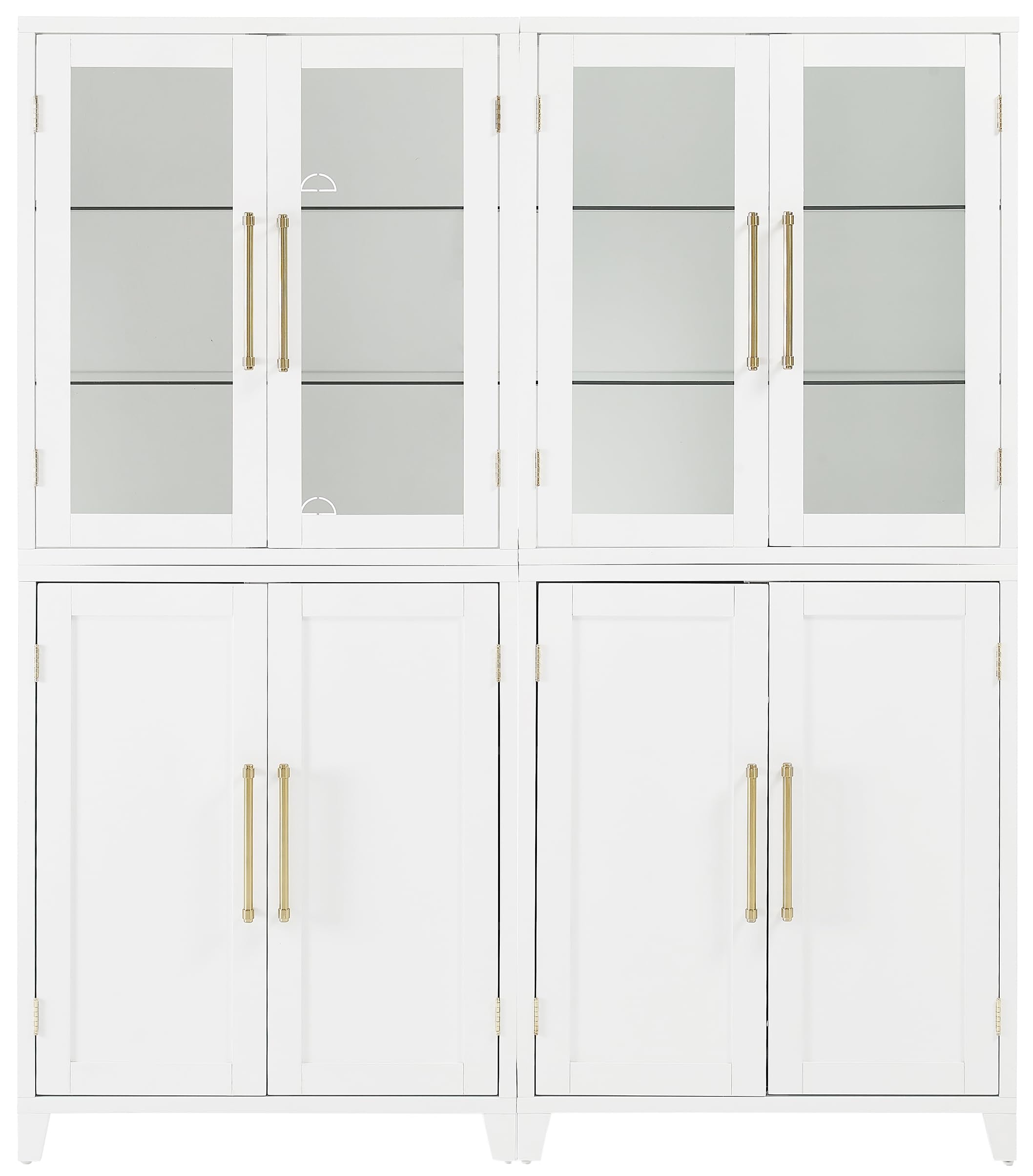 Crosley Furniture Roarke 2-Piece Glass Door China Hutch Kitchen Pantry Storage Cabinet Set, Dining Room, White