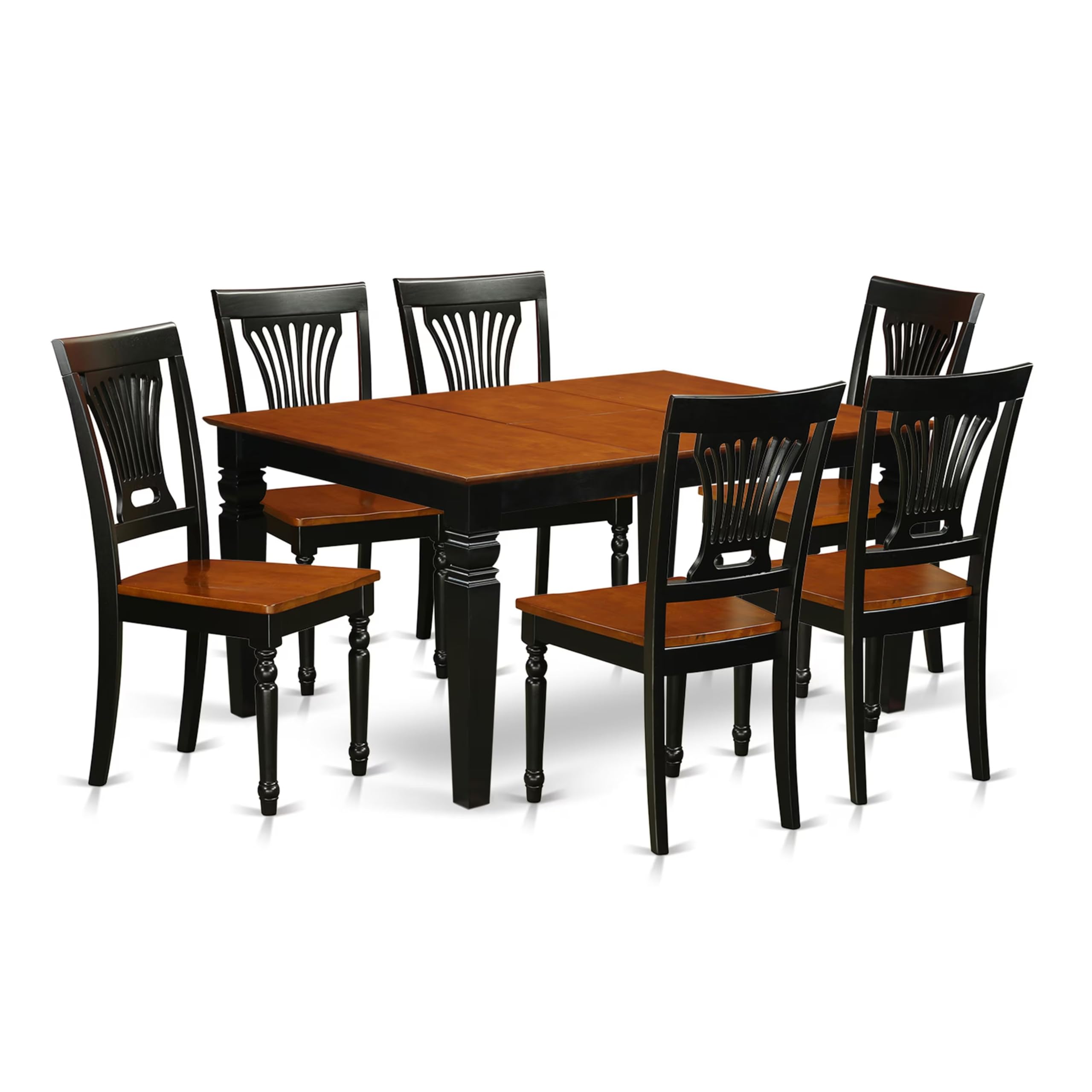 East West Furniture WEPL7-BCH-W 7 Piece Dining Room Furniture Set Consist of a Rectangle Kitchen Table with Butterfly Leaf and 6 Dining Chairs, 42x60 Inch, Black & Cherry