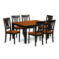 East West Furniture WEPL7-BCH-W 7 Piece Dining Room Furniture Set Consist of a Rectangle Kitchen Table with Butterfly Leaf and 6 Dining Chairs, 42x60 Inch, Black & Cherry