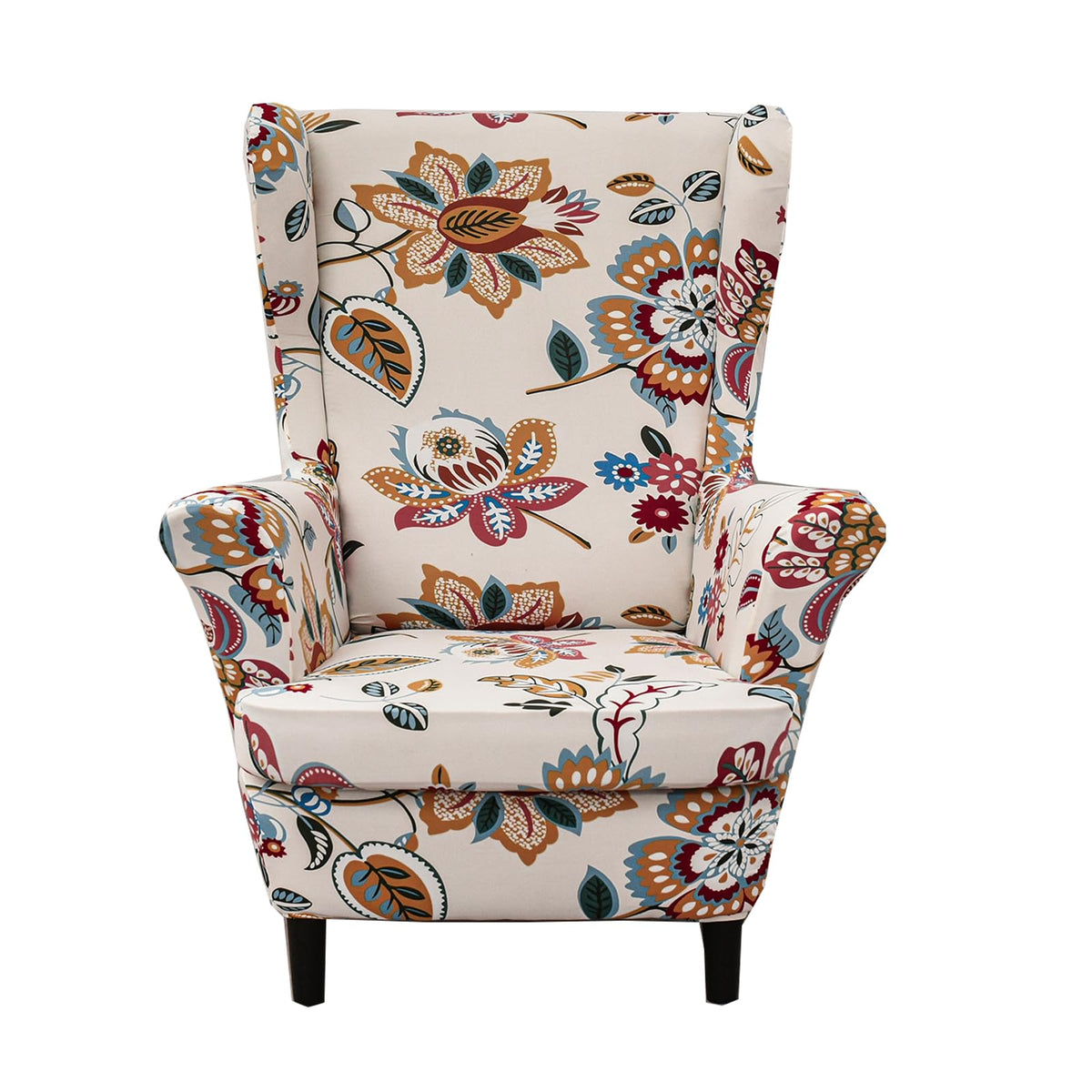 Crfatop Printed Wing Chair Slipcovers 2 Piece Stretch Wingback Chair Cover Spandex Fabric Wingback Armchair Covers With Elastic Bottom For Living Room Bedroom Wingback Chair (A01)