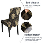 Jqinhome Dining Chair Slipcover, High Stretch Removable Washable Chair Seat Protector Cover Set Of 6,Chair Covers For Dining Room, Kitchen,Home Party,Wedding Ceremony(Luxe Black, 6Pc)