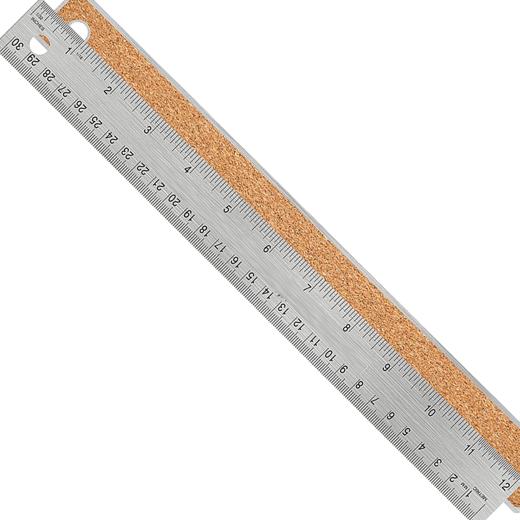Stainless Steel Metal Ruler:[1 Pieces 12 Inch] Stainless Steel Metal Ruler With Cork Backing Non-Slip Rulers With Inch And Centi
