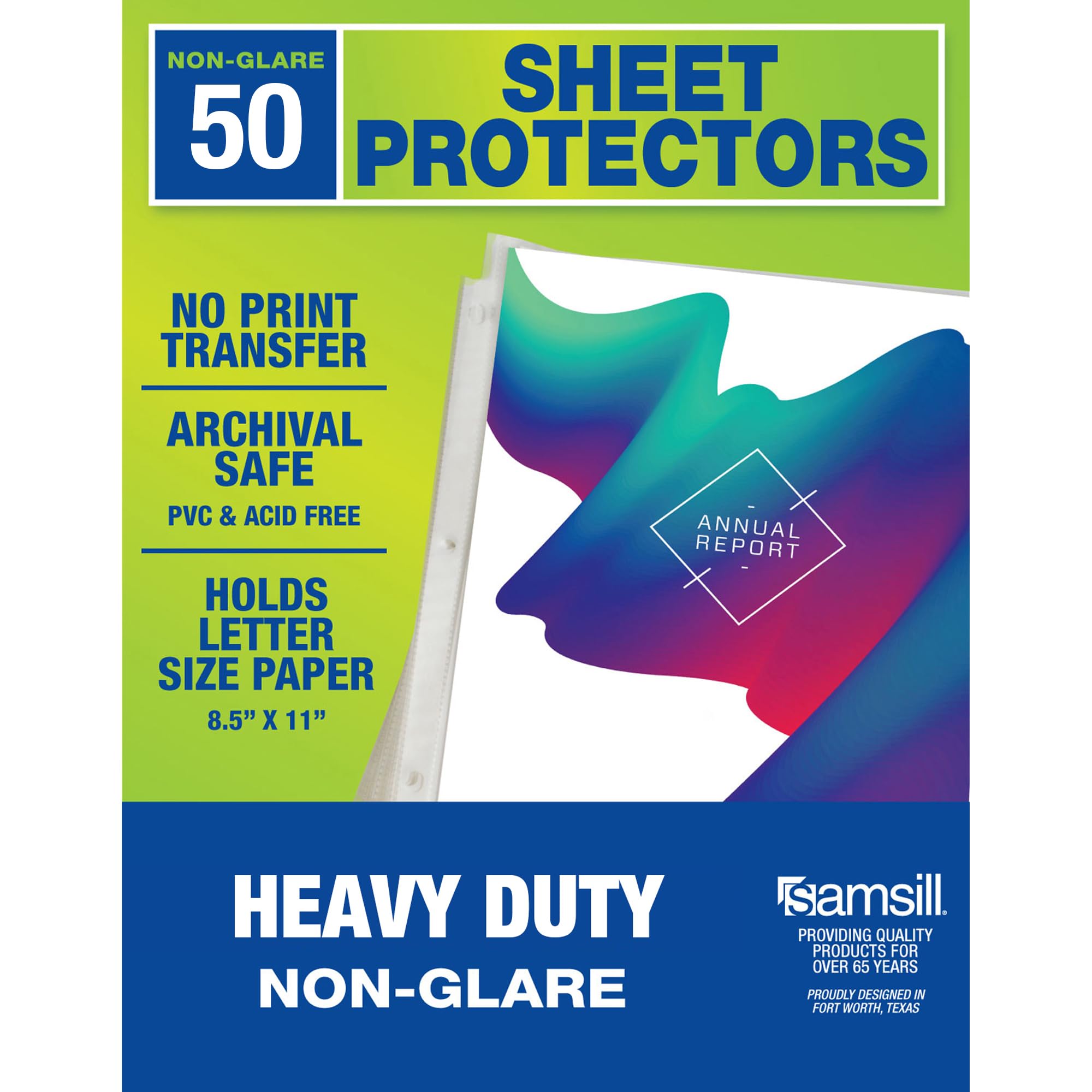 Samsill 50 Pack Heavy Duty Sheet Protectors, Non-Glare, 8.5X11 Inch Page Protectors For 3 Ring Binder, Letter Size Protectors Wi