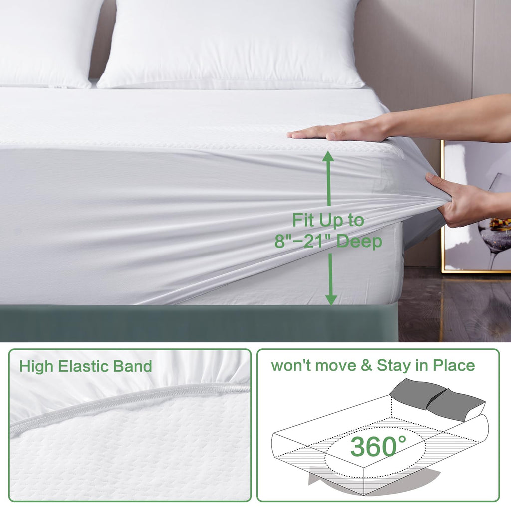 Tastelife 100% Waterproof California King Mattress Protector, Breathable Cooling 3D Air Fabric Mattress Cover Smooth Soft Noisel