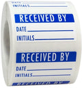 White And Blue Received By Labels, 3/4 X 1 1/2 Inch In Size, 500 Adhesive Stickers On A Roll