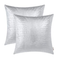 BRAWARM Faux Leather Pillow Covers 22 X 22 Inches, Silver Leather Pillow Covers Pack of 2, Crocodile Leather Decorative Throw Pi