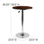 Flash Furniture Hills 23.5'' Round Adjustable Height Rustic Pine Wood Table (Adjustable Range 26.25'' - 35.5'')