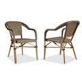Purple Leaf Bistro Chair (Set Of 2) French Hand-Woven Wicker Armchairs For Outdoor Patio Porch Garden Indoor, Bamboo Print Finis