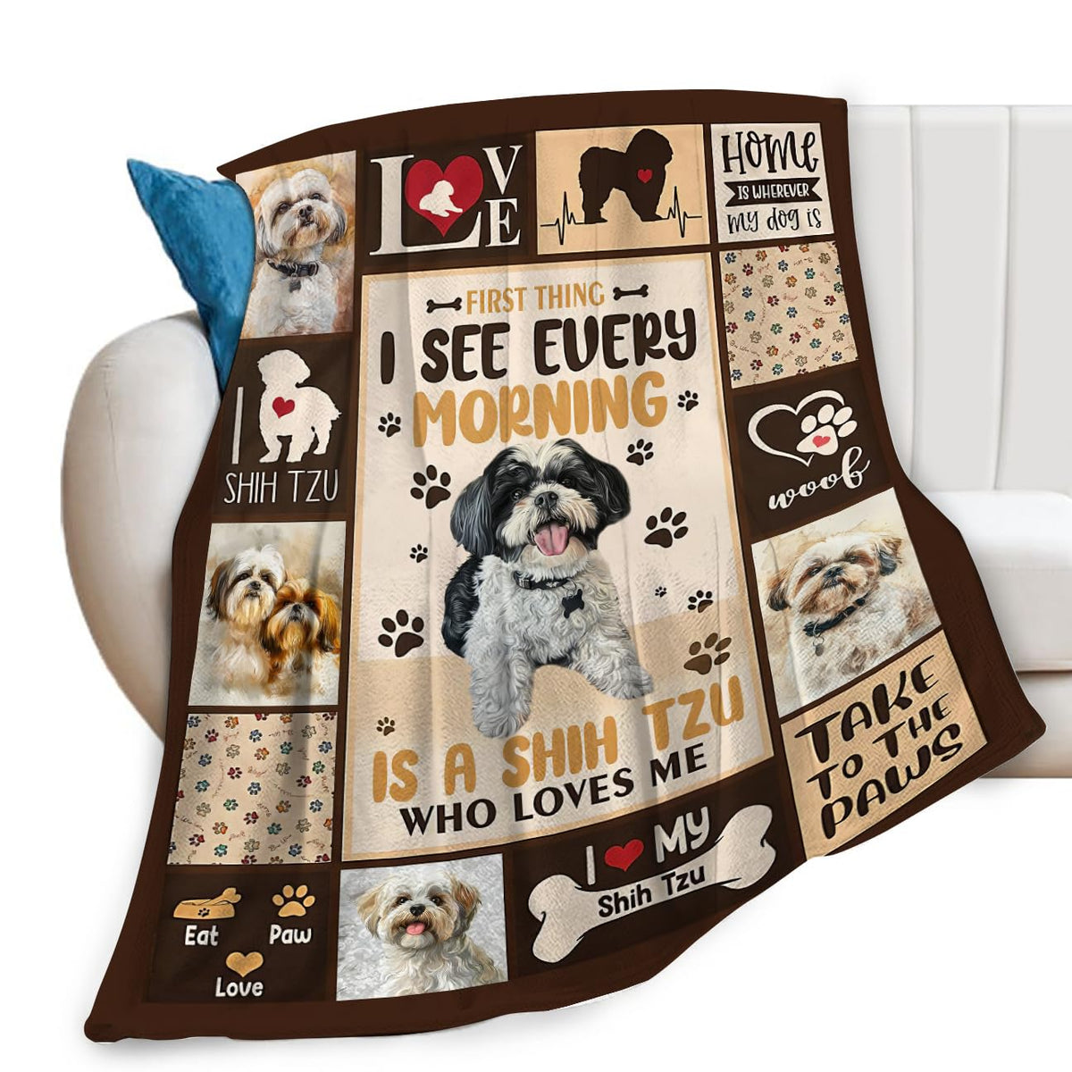 Dog Blanket Cute Shih Tzu Pet Animal Print Throw Blankets For Couch Sofa Bed Stuff Decor Lightweight Soft Cozy Fleece Plush Warm