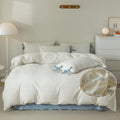VM VOUGEMARKET Blue Flower Duvet Cover Queen with Plaid Grid Prints,100% Cotton Bedding Set,Aesthetic Comforter Cover for Girls 