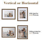5X7 Picture Frame Set Of 6, Rustic Farmhouse Photo Frame, Display 4X6 With Mat Or 5X7 Without Mat For Decorative On Wall Hanging