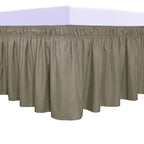 Purefit Wrap Around Ruffled Bed Skirt With Adjustable Elastic Belt - 14 Inch Drop Easy To Put On, Wrinkle Free Bedskirt Dust Ruffles, Bed Frame Cover For Queen, King And C-King Size Beds, Sand