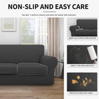 Easy-Going 100% Dual Waterproof Oversized Loveseat Cover Stretch Soft Couch Cover For Dogs, Sofa Slipcover For 2 Separate Cushion Couch Leakproof Furniture Protector For Kids, Pets Dark Gray
