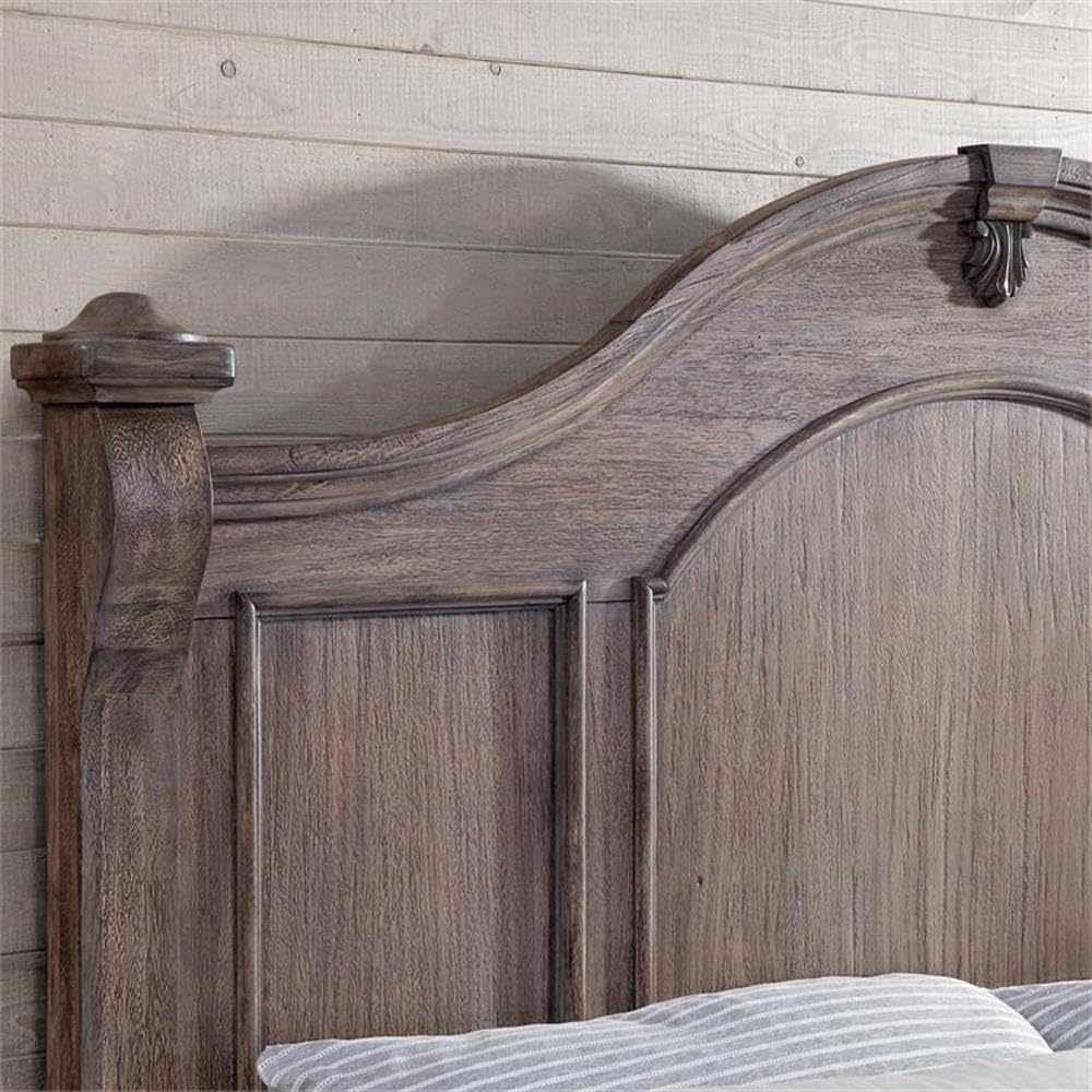 American Woodcrafters Heirloom Rustic Charcoal Wood Queen Poster Headboard