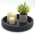 Carah & Cossh Round Wooden Tray, Black Round Decorative Wood Tray, Round Modern Decorative Tray, Perfect for Storage and Display