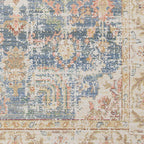 HomeRoots 532005 9 x 13 ft. Blue Floral Traditional Power Loom Rectangle Area Rug