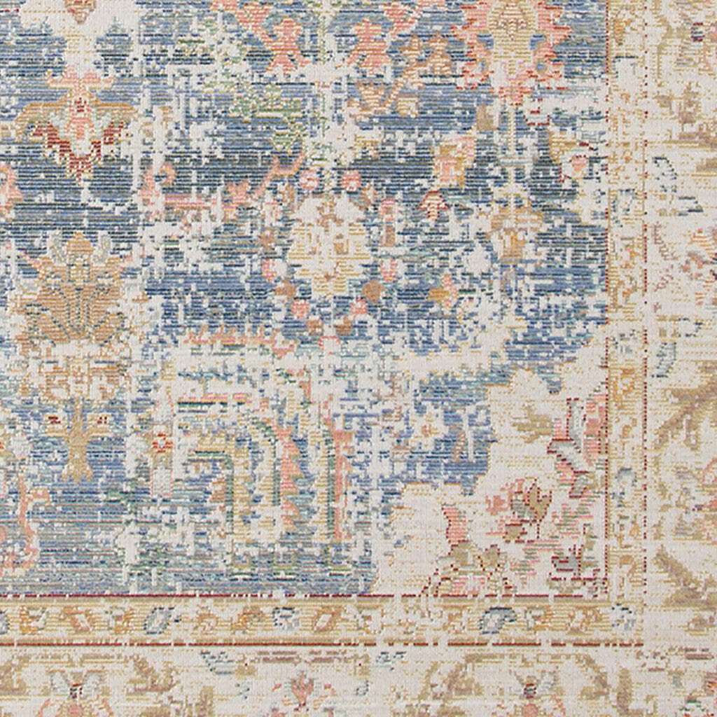 HomeRoots 532005 9 x 13 ft. Blue Floral Traditional Power Loom Rectangle Area Rug
