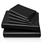Horbaunal 6 Piece Satin Sheet Set Queen Size Luxury Silky & Soft Black Satin Queen Bed Sheet Set With 16'' Deep Pocket, 1 Fitted