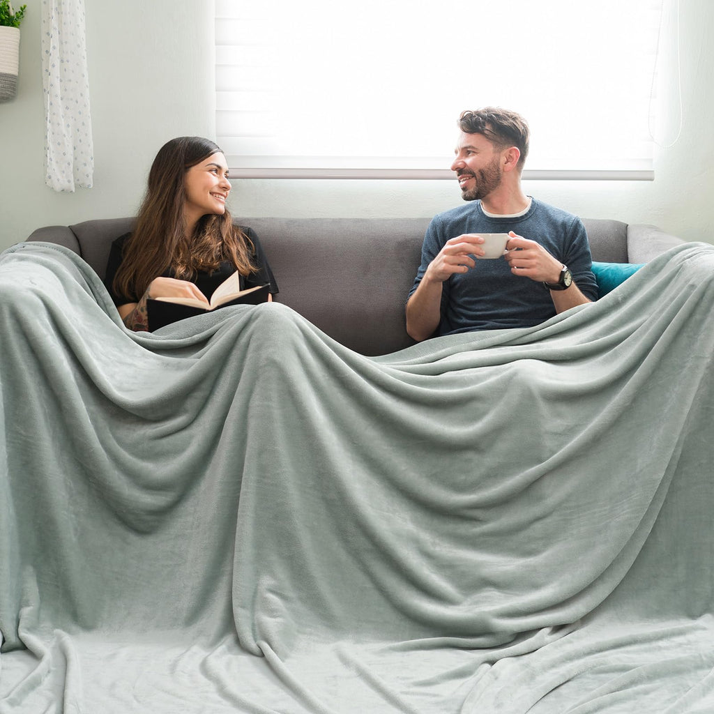 Phf Oversized King Fleece Blanket 120'X120', No Shed No Pilling Big Soft Blanket, Extra Large 10'X 10' Lightweight For Bed, Sofa Travel And Camping, Suitable For All Season, Sage Green