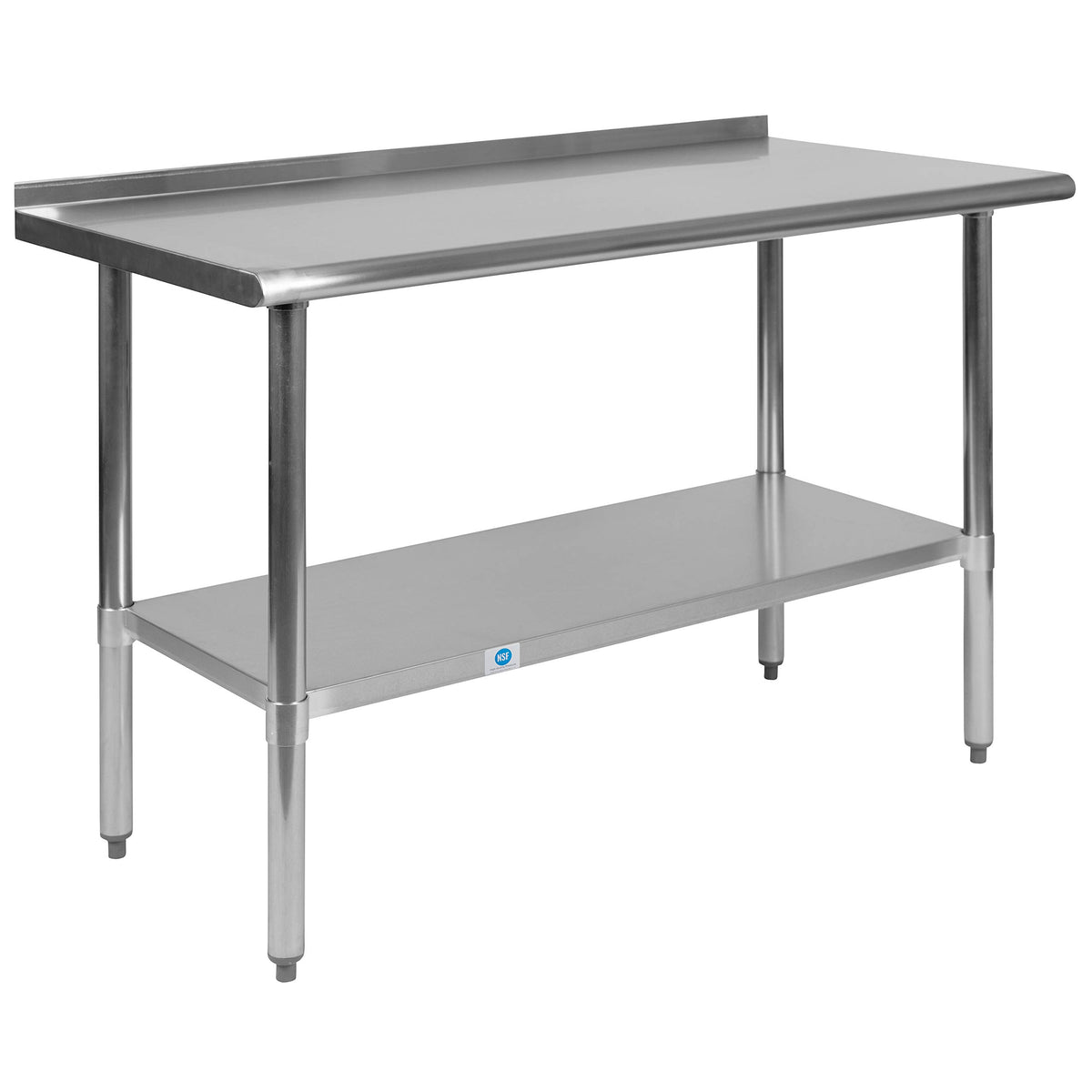 Flash Furniture Rawcliffe Stainless Steel 18 Gauge Prep and Work Table with 1.5&quot; Backsplash and Undershelf - NSF Certified - 48&quot;W x 24&quot;D x 36&quot;H