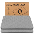 JIZEUO Stone Bath Mat, Diatomaceous Earth Shower Mat, Non-Slip Super Absorbent Quick Drying Bathroom Floor Mat, 2 Pack, Grey, Pa