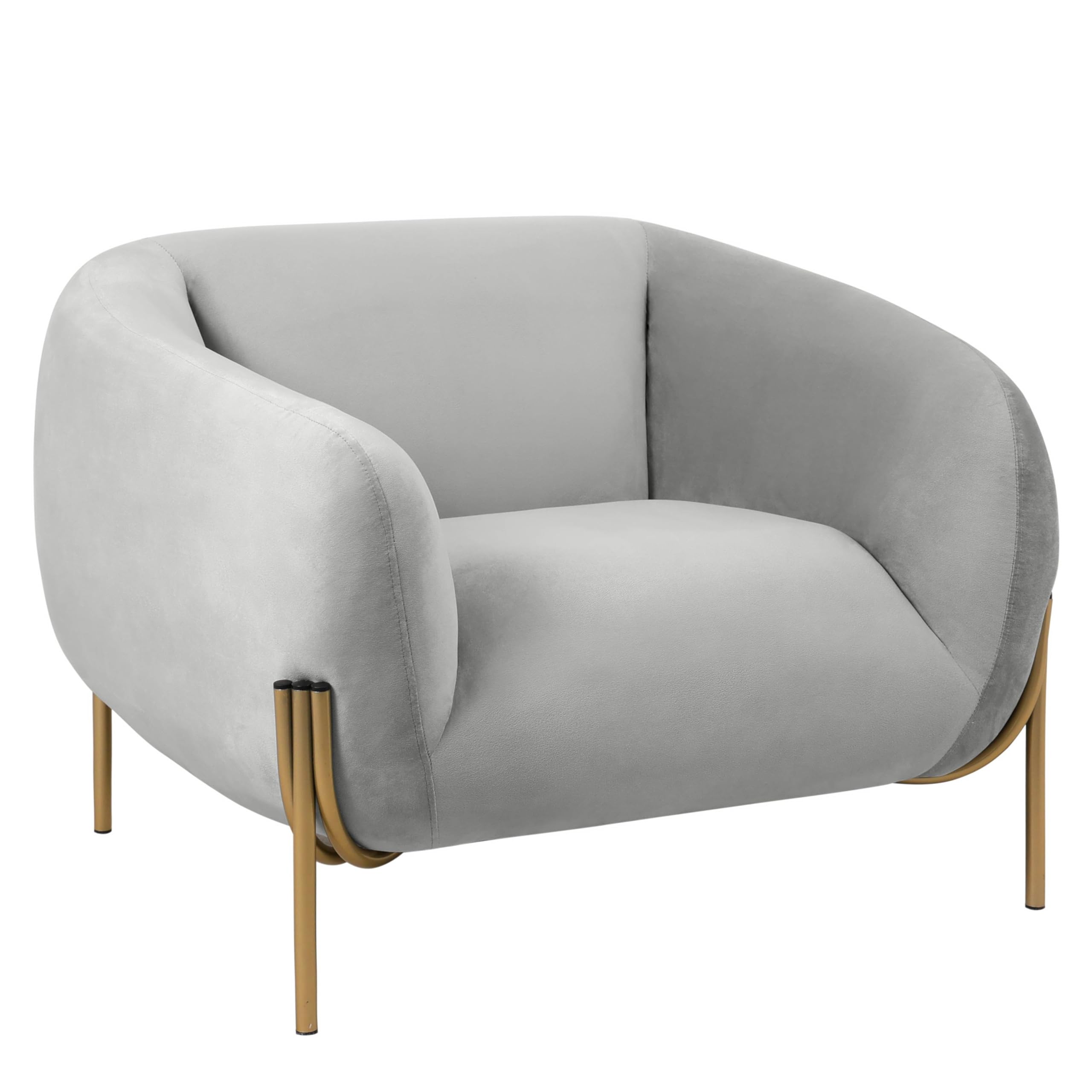 Zuno Collection Modern Single Seater Sofa in White Velvet